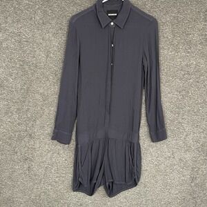 Monrow Romper Womens Size XS Blue Button Up Long Sleeve‎ Shorts